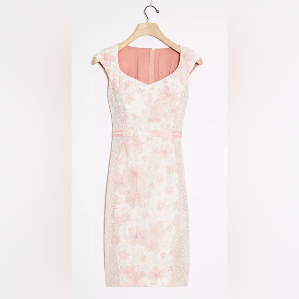 Byron Lars Pink and White Floral Midi Dress